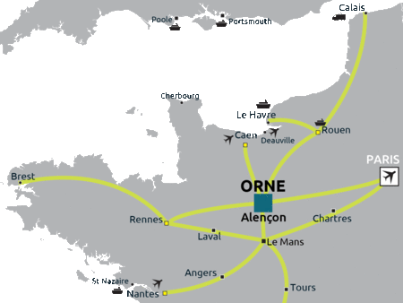 Carte de l'Orne dans le Grand Ouest
